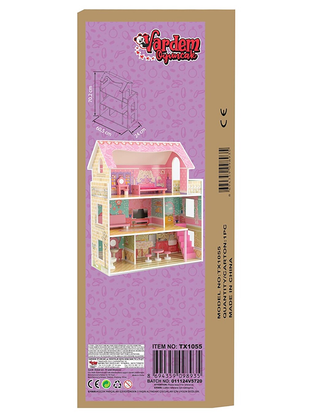 10 Parça Ahşap Ev Seti 70,2x60,5x24cm - Standart-2