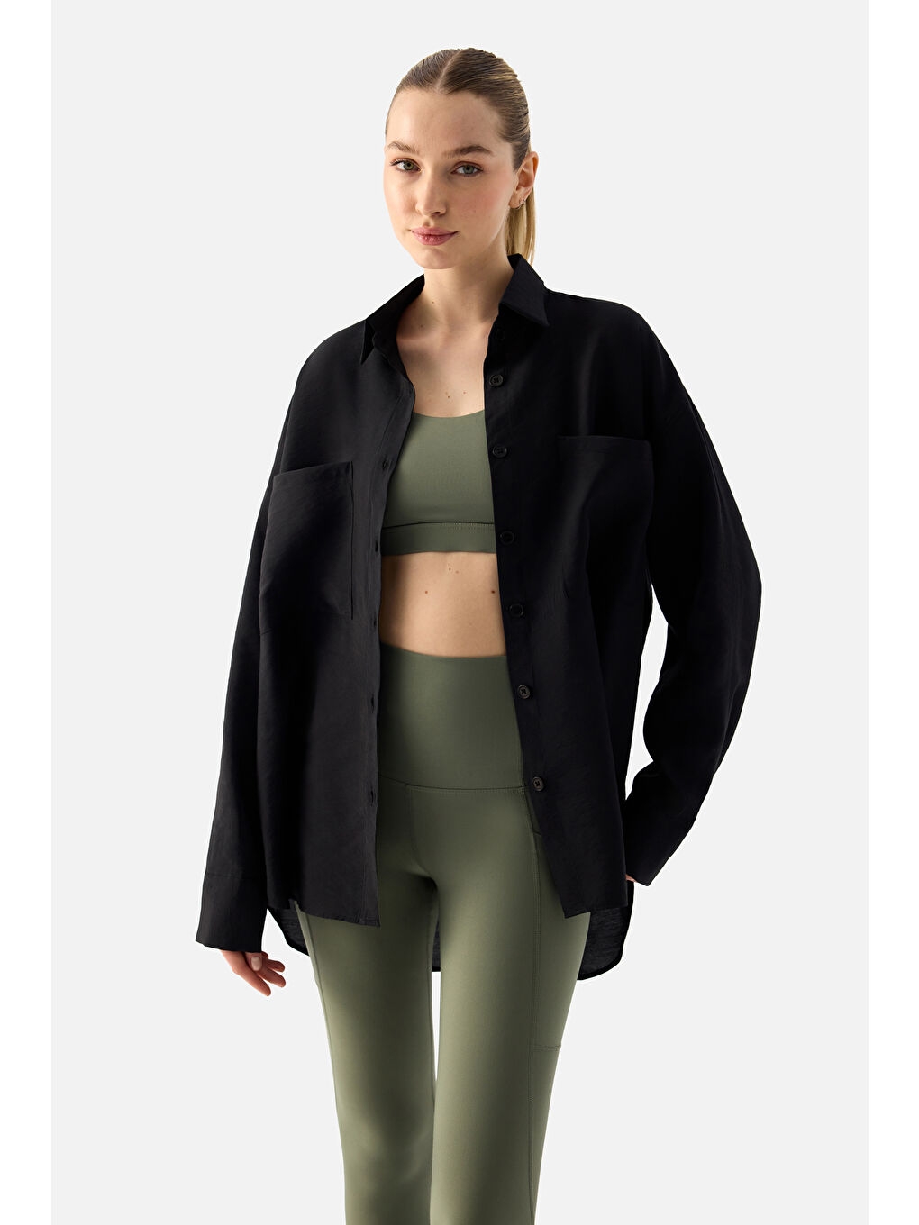 Lina Saf Konfor Siyah Gömlek