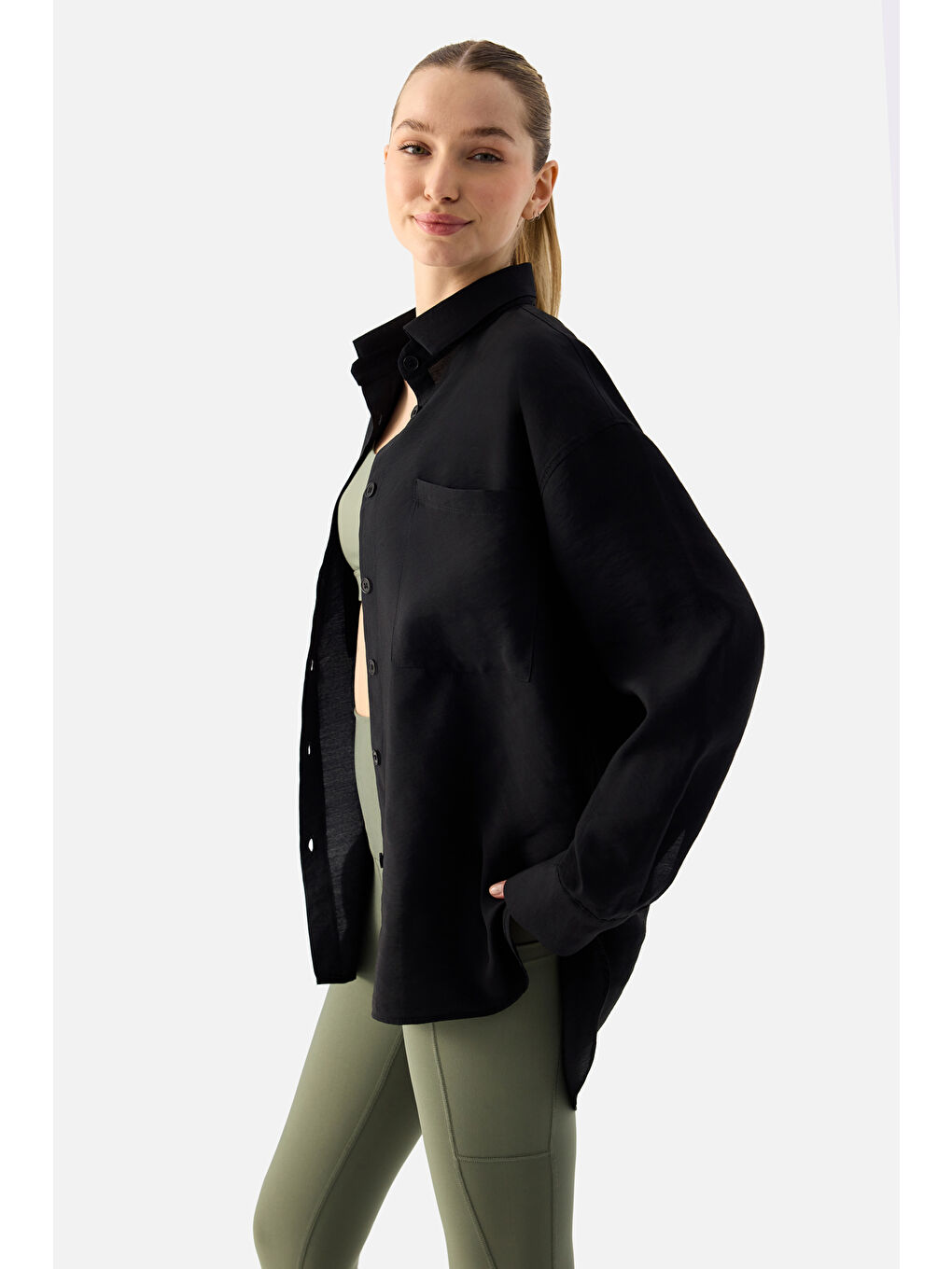 Lina Saf Konfor Siyah Gömlek-4