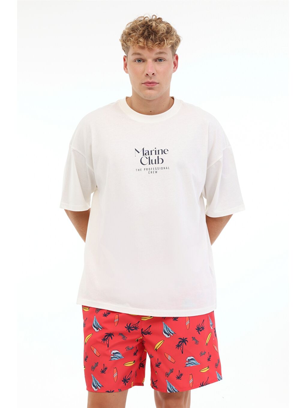 Karışık ML LUELA 19HS106 5FX Somon Erkek Deniz Şortu-2