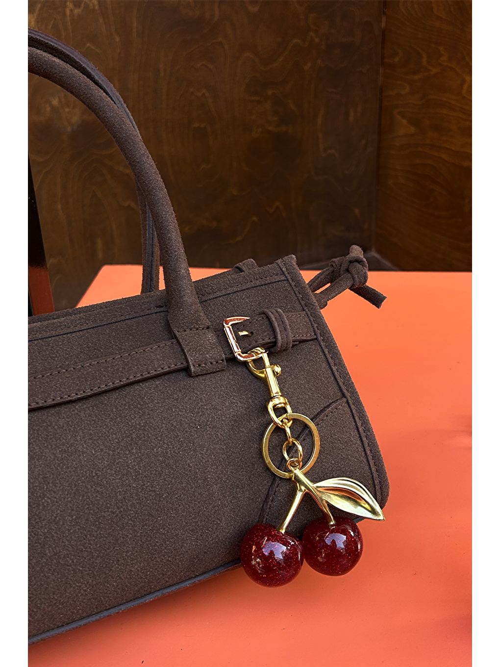 Kirazlı Çanta Charmı Kırmızı-3