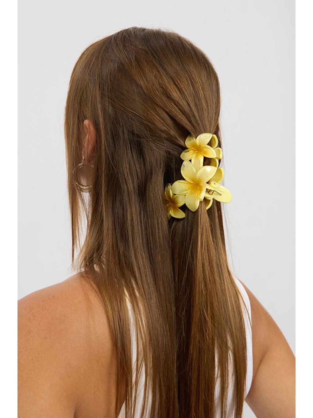 Sarı Üçlü Çiçekli Mandal Saç Tokası-1