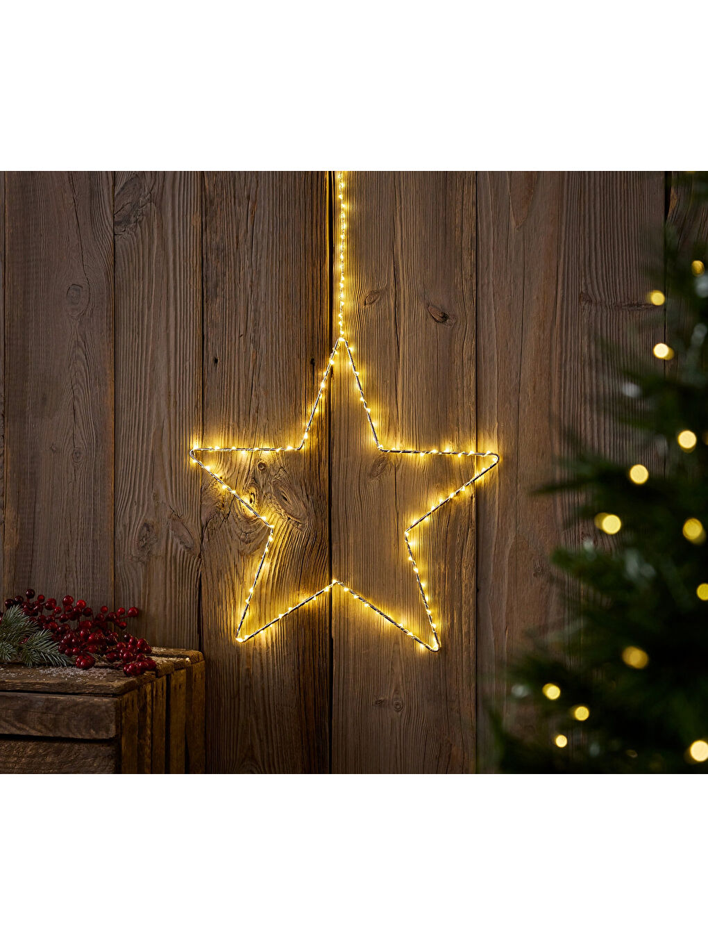 Gri LED Yıldız, 43 cm, Dış Mekan