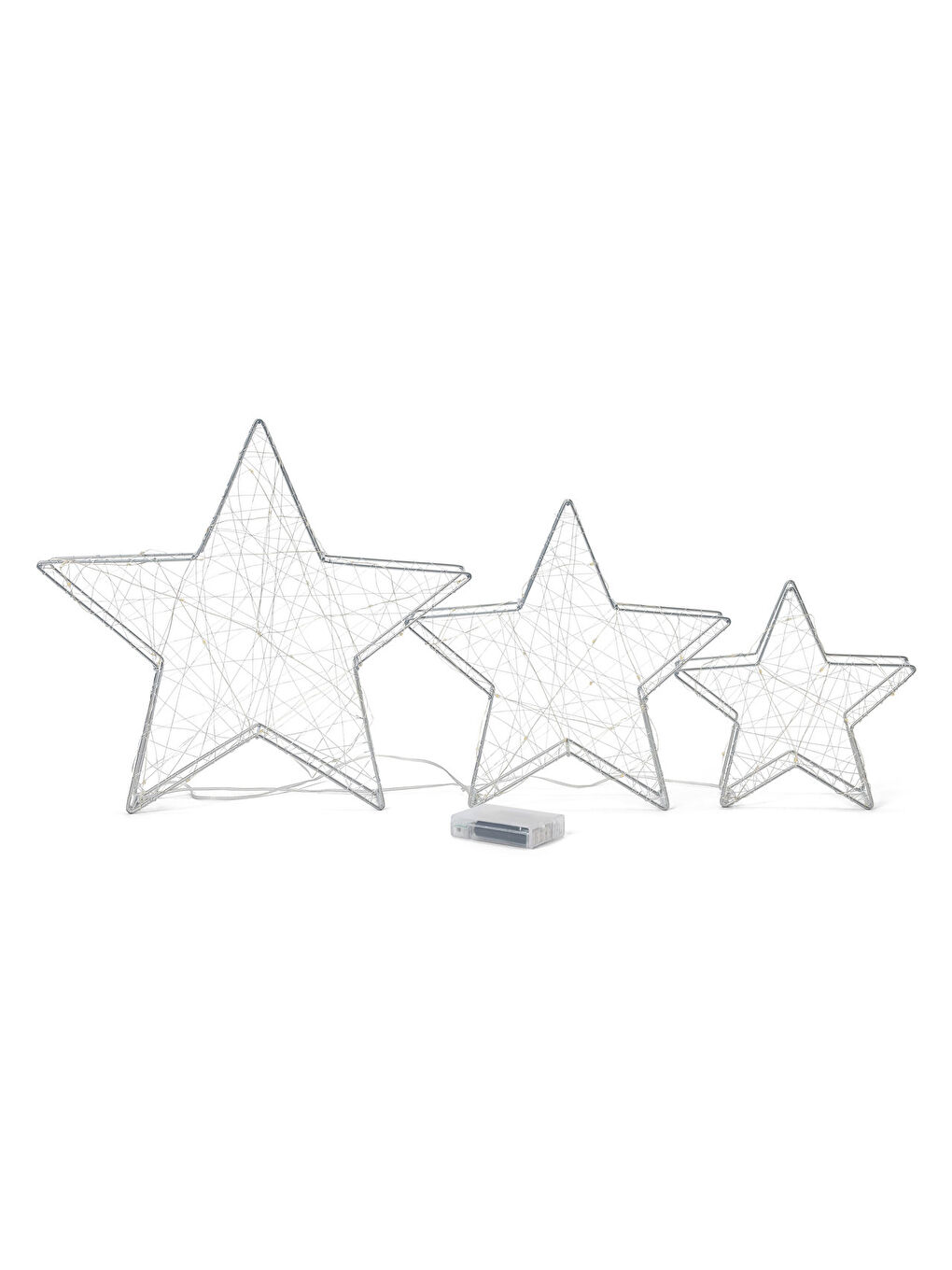 Renksiz LED’li Dekoratif Yıldız, 3 adet, Büyük-1