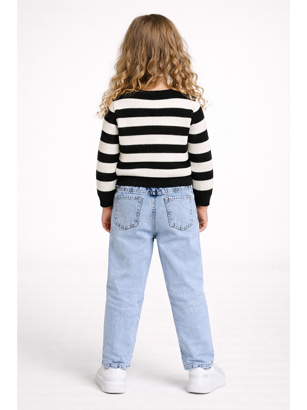 Çizgili Kazak Ve Jean Takım Siyah-3