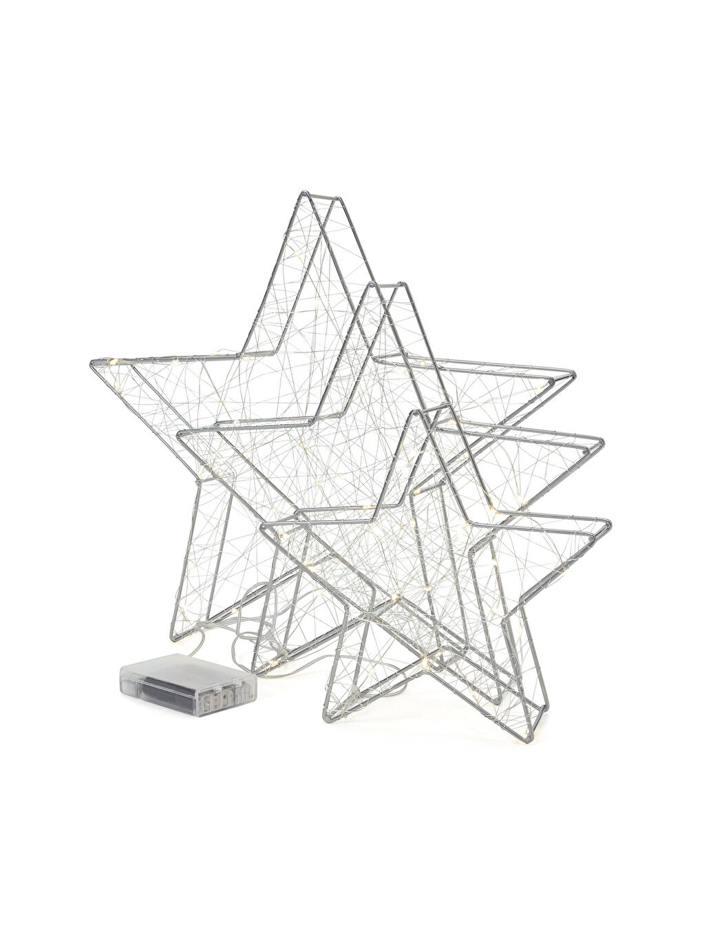 Renksiz LED’li Dekoratif Yıldız, 3 adet, Büyük-2