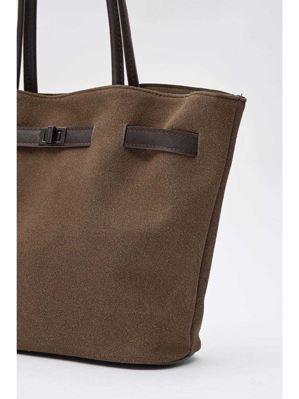 Kahverengi Versay Süet Omuz Çantası Acı Kahve-4