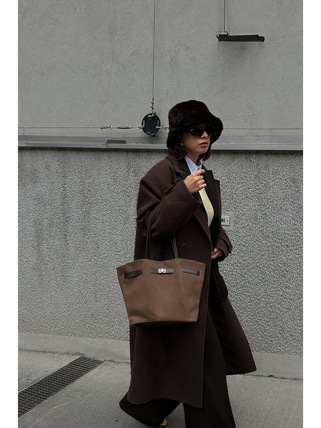 Kahverengi Versay Süet Omuz Çantası Acı Kahve-10