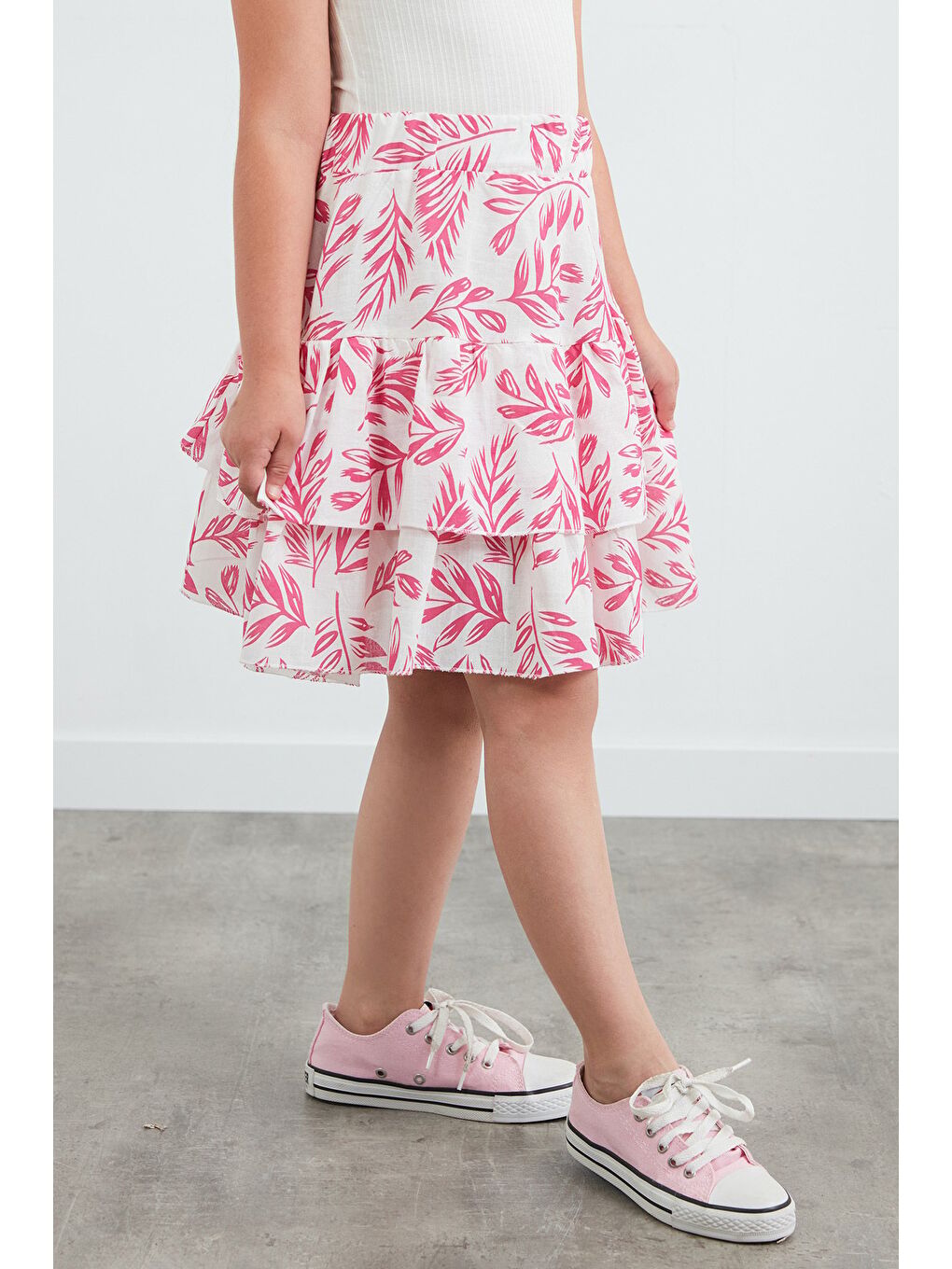 Fuşya Desenli Kız Çocuk Etek-2