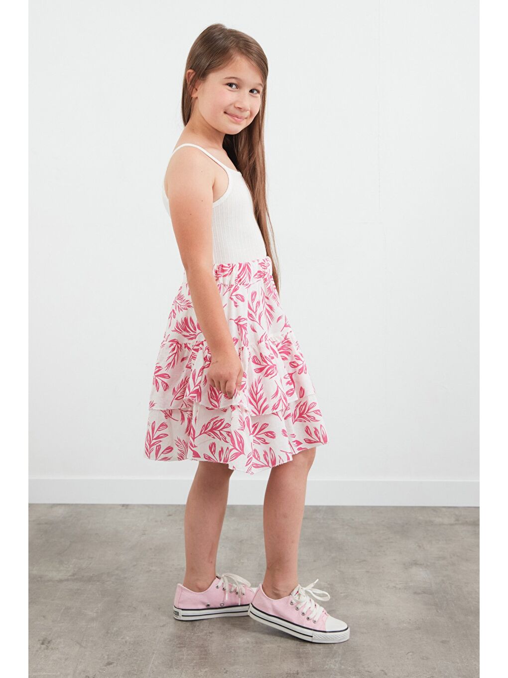 Fuşya Desenli Kız Çocuk Etek-4