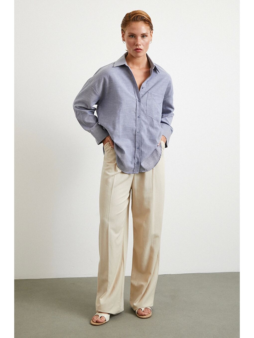 Robalı Klasik Gömlek Koyu Lacivert-1