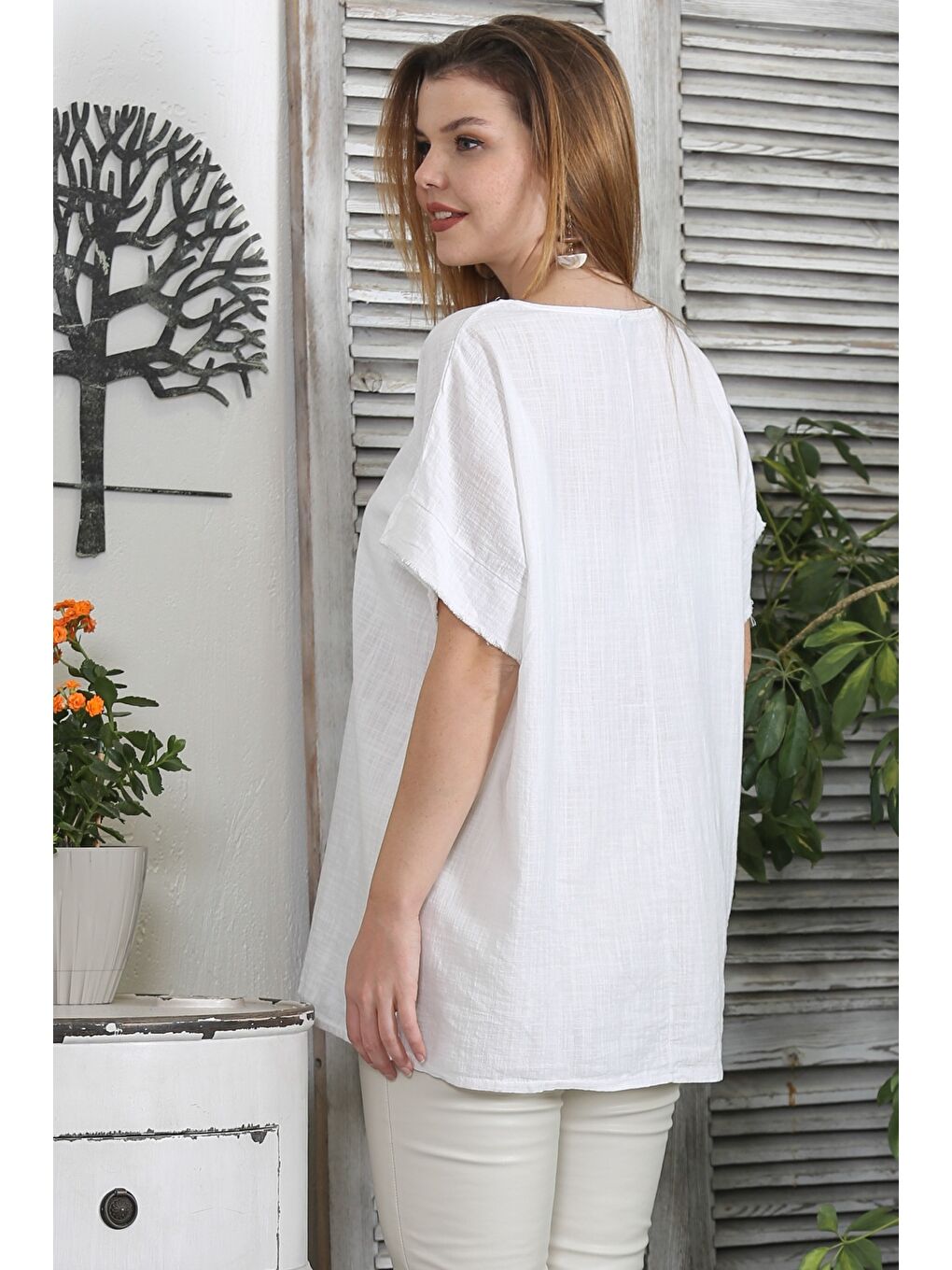 İtalyan Siyah Havuz Yaka Düşük Kol Yıkamalı Örme Casual Bluz-7