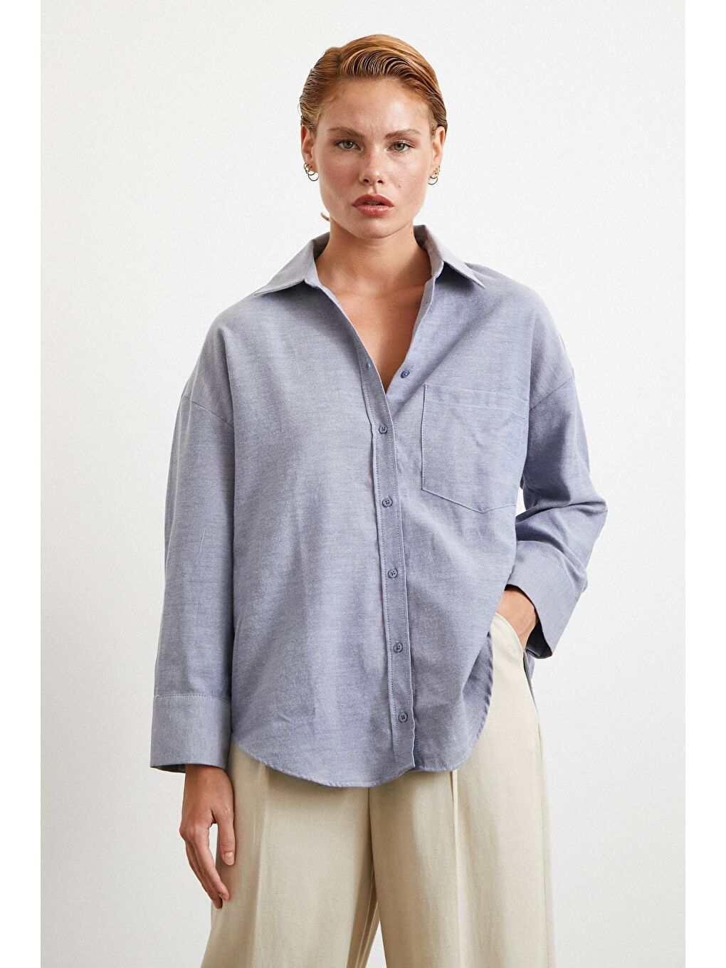 Robalı Klasik Gömlek Koyu Lacivert-2