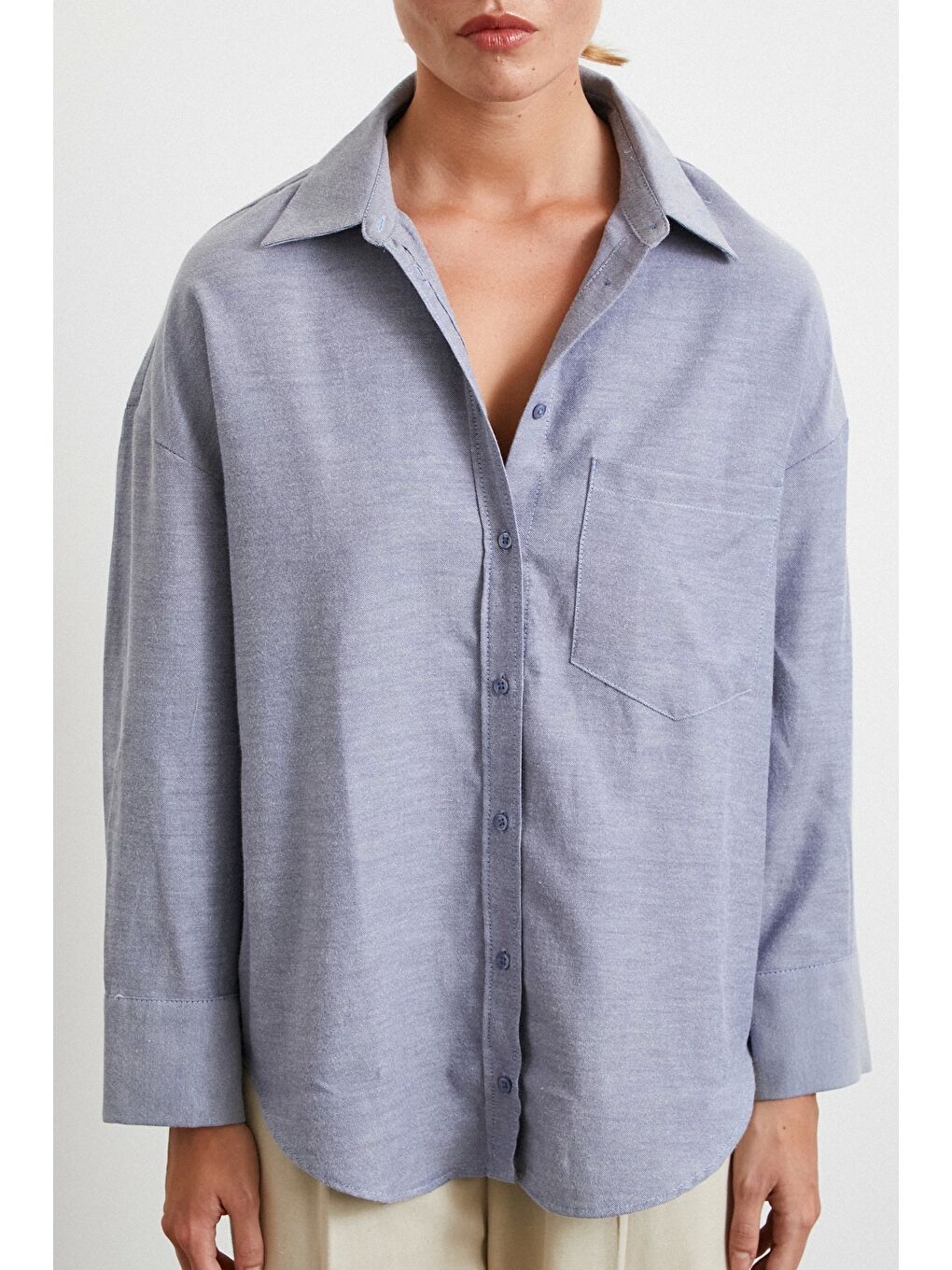 Robalı Klasik Gömlek Koyu Lacivert-4