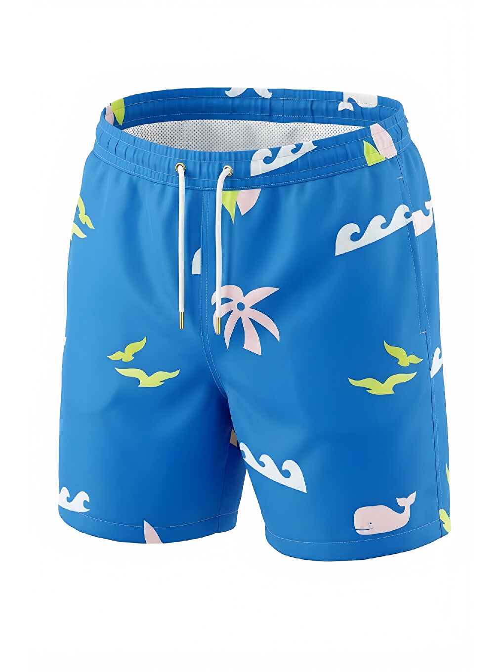 Mavi Erkek Çocuk Fermuar Cepli ve Desenli Deniz&Havuz Şortu 4-15 Yaş 12613B-1