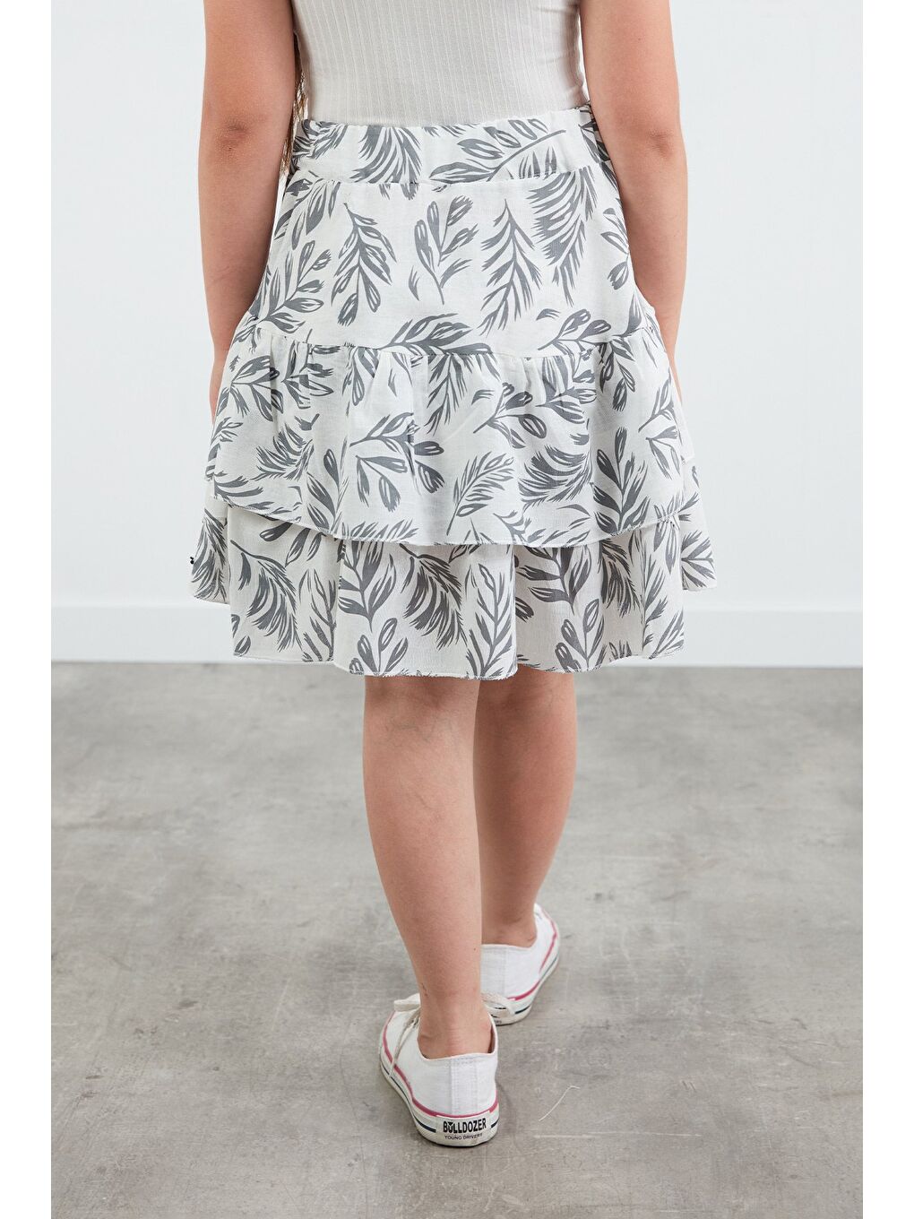 Gri Desenli Kız Çocuk Etek-3