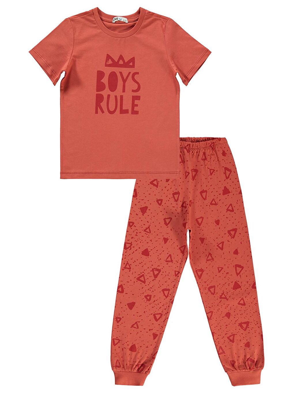 Kahverengi Boys Erkek Çocuk Pijama Takımı 6-9 Yaş Kiremit
