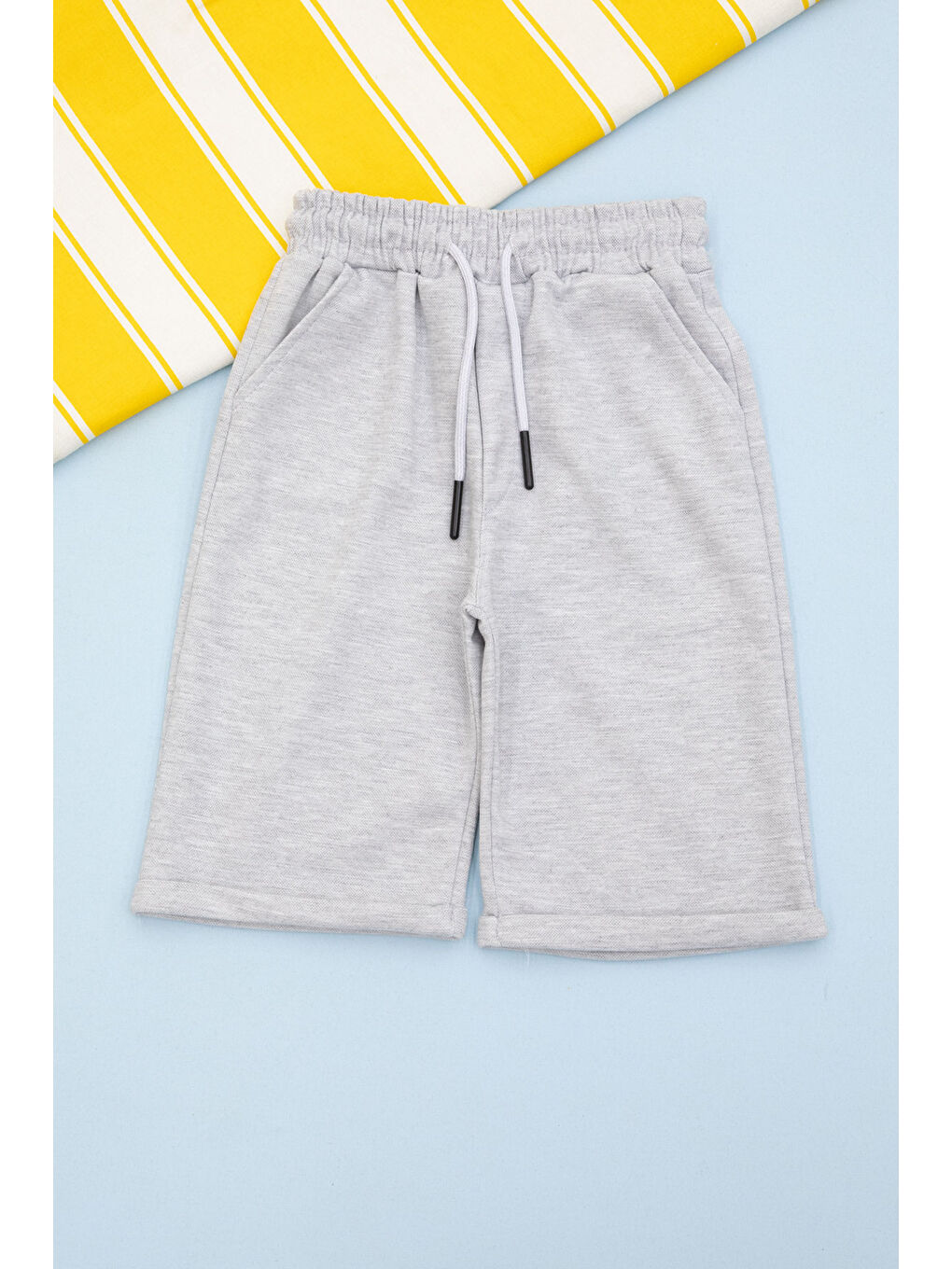 Gri Beli Lastikli Jogger Kumaş Basic Erkek Çocuk Şort 21157