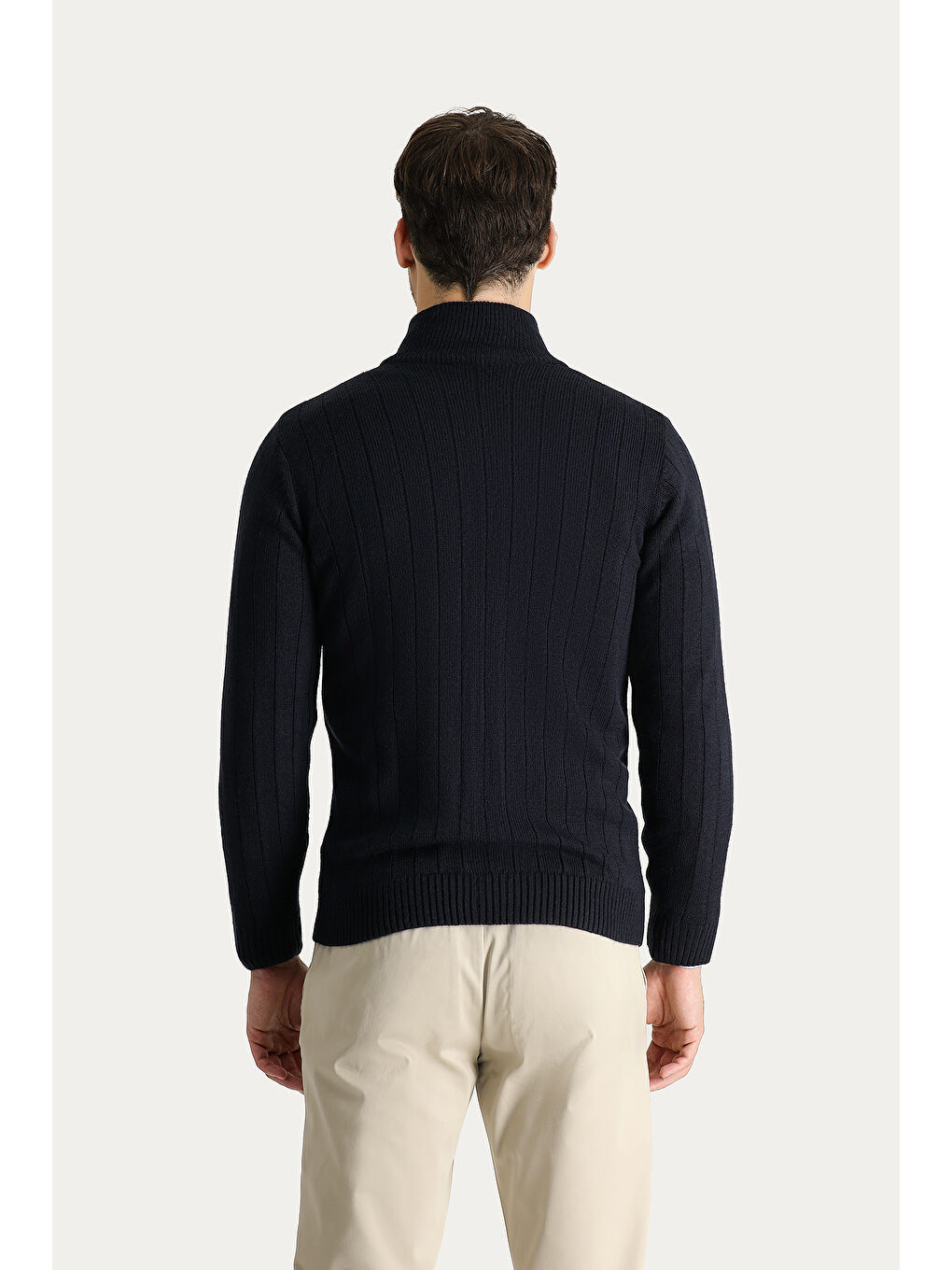 Lacivert Fermuarlı Triko Hırka-3