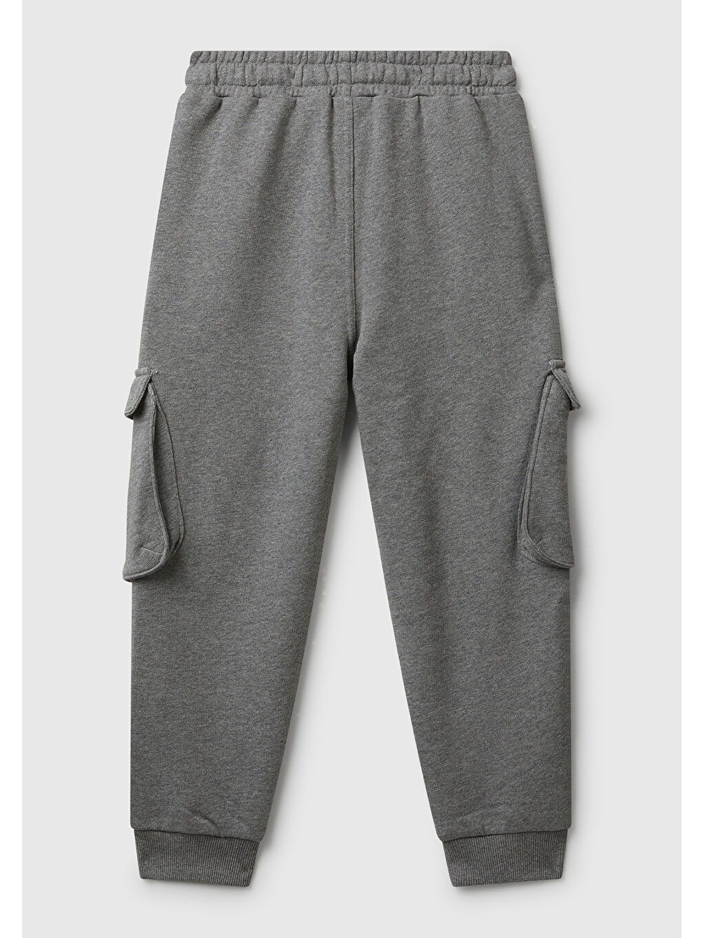 Gri Erkek Çocuk Antrasit Melanj Büzgü İpli Yan Cepli Ribana Detaylı Kargo Eşofman Altı-1