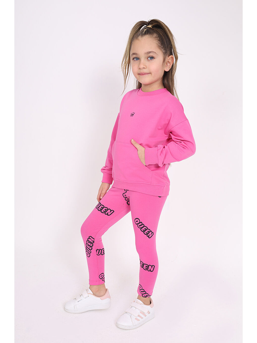 Toontoykids Fuşya Kız Çocuk Nakışlı Taytlı Takım - 1