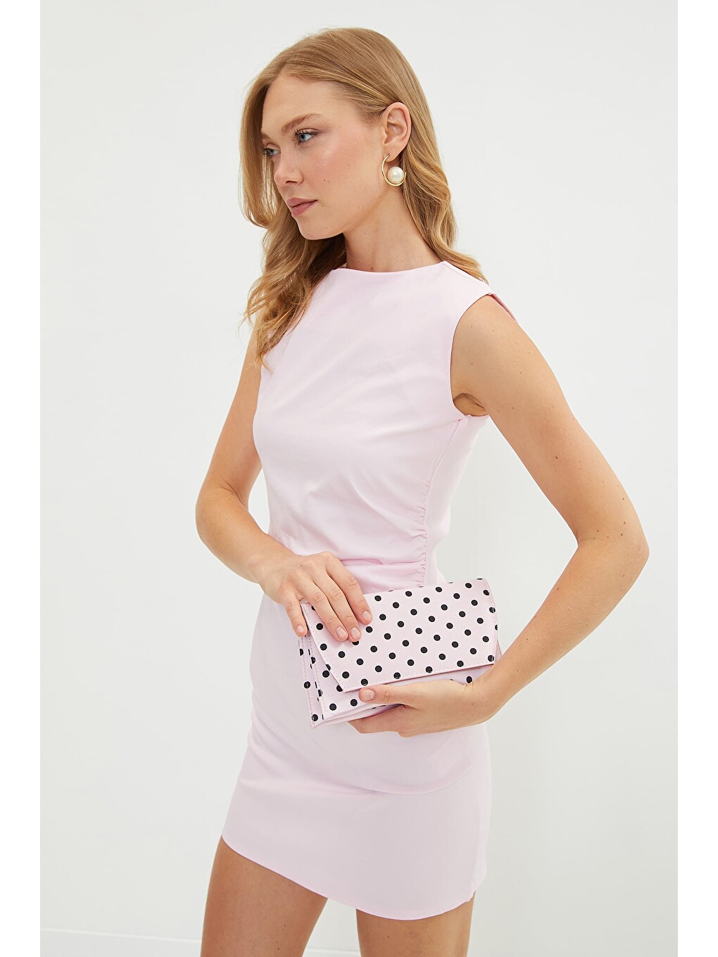Pembe Yanı Drapeli Mini Boy Elbise-3