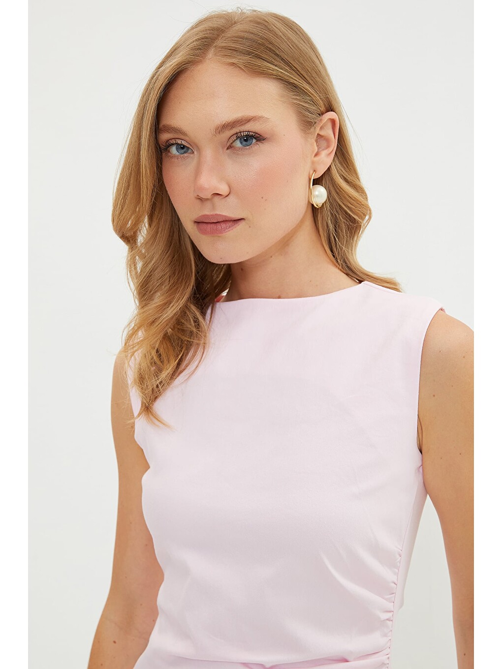 Pembe Yanı Drapeli Mini Boy Elbise-4