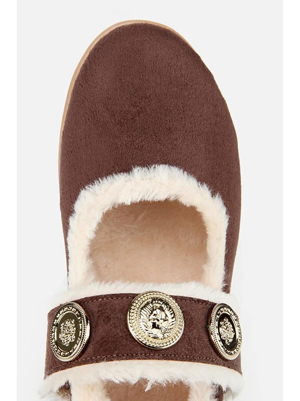 Kadın Kahverengi Kürklü Tokalı Mary Jane Babet-3