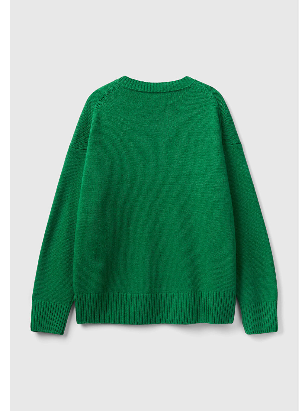 Kadın Yeşil Yün Karışımlı Boxy Fit Kazak-3