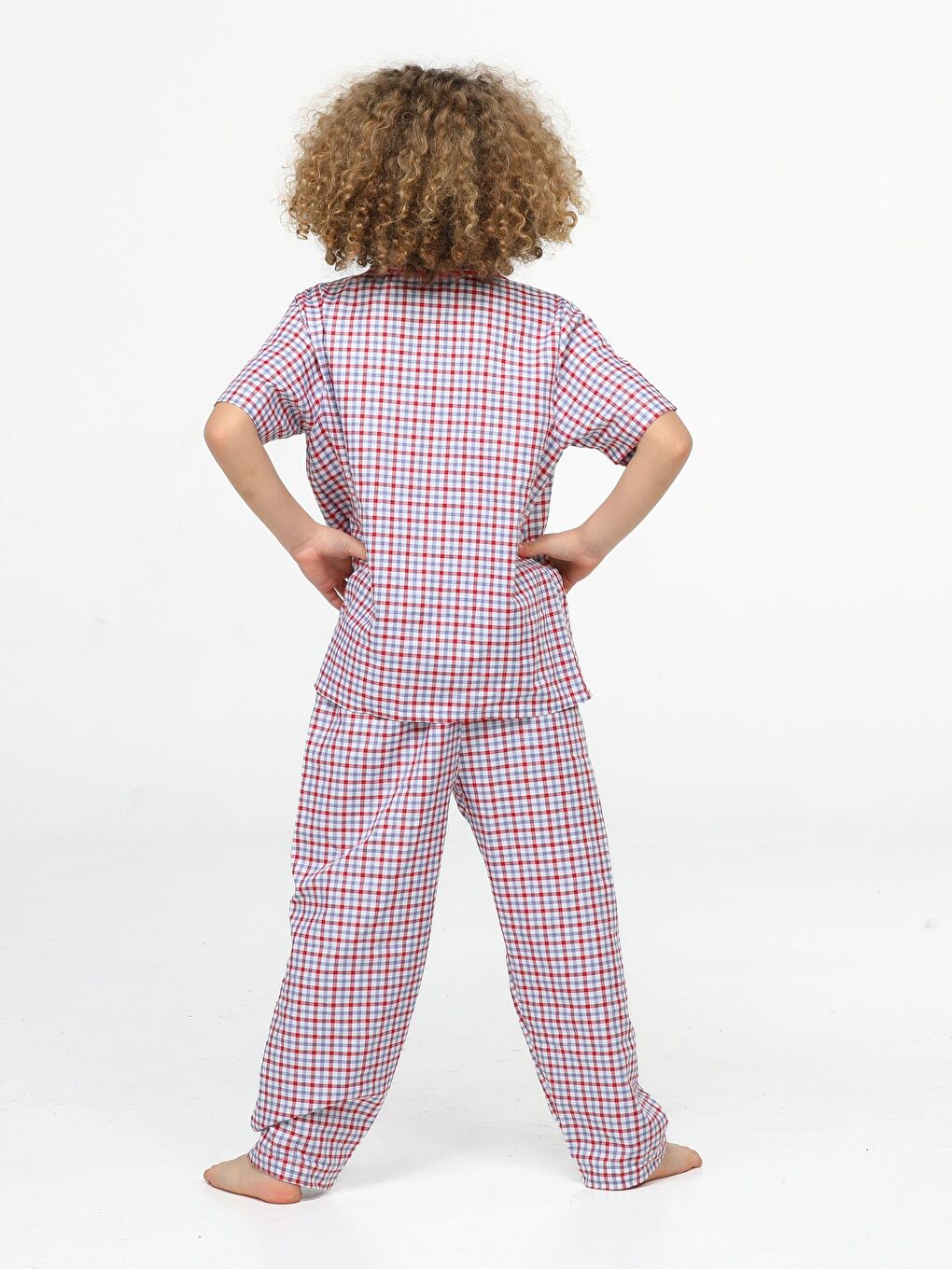 Karışık Zzzz Pamuklu Dokuma Ekose Pijama Takım-1