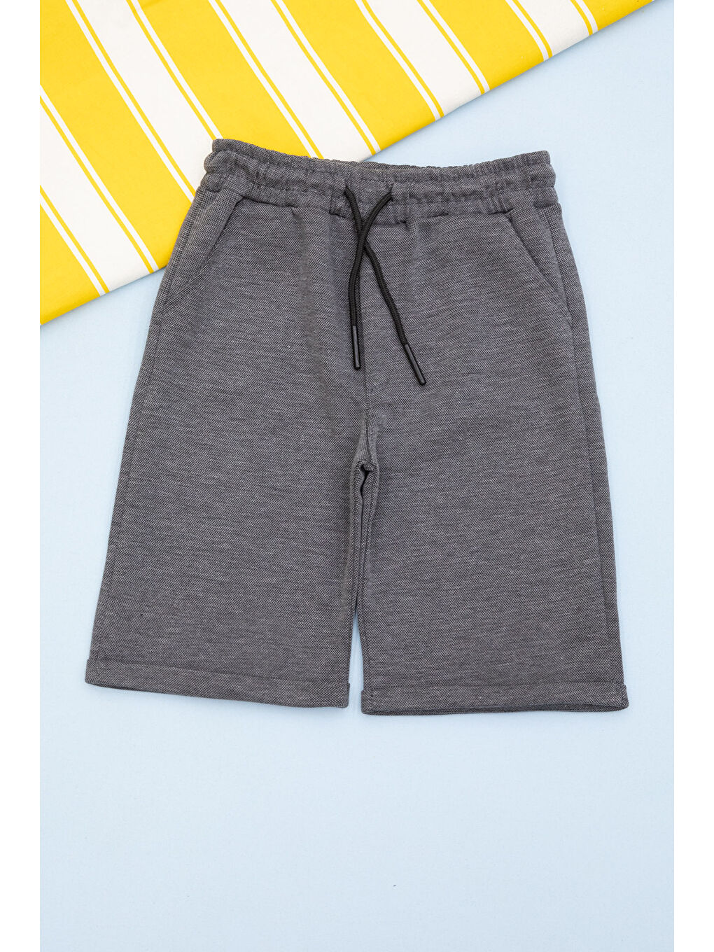 Antrasit Beli Lastikli Jogger Kumaş Basic Erkek Çocuk Şort 21158