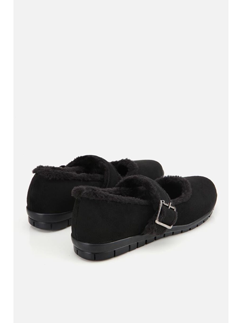 Kadın Siyah Kürklü Kemerli Mary Jane Babet-2