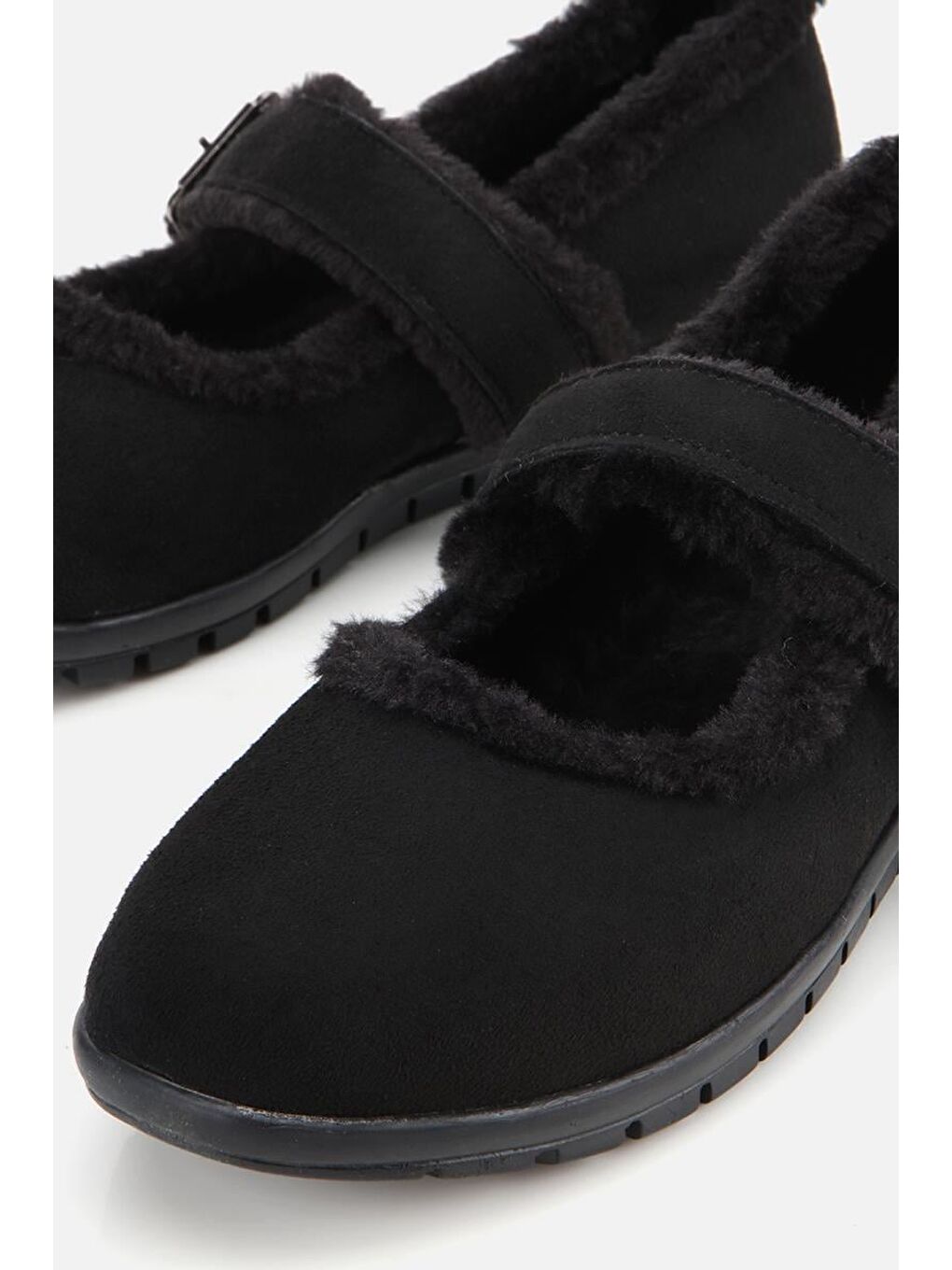 Kadın Siyah Kürklü Kemerli Mary Jane Babet-3