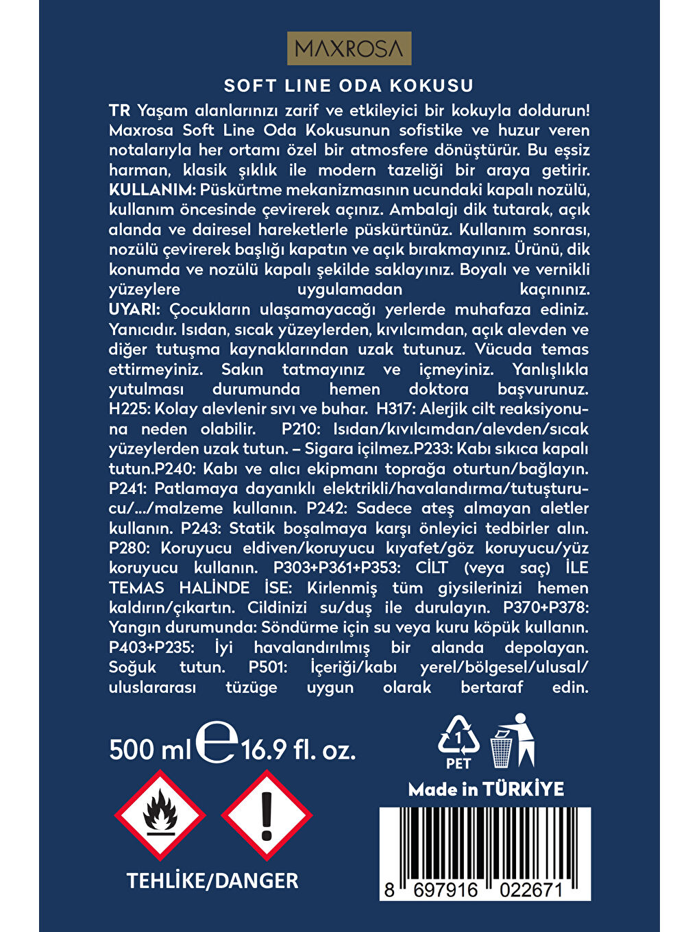 Karışık Maxrosa Soft Line Room Sprey Oda Kokusu 500 ml-3