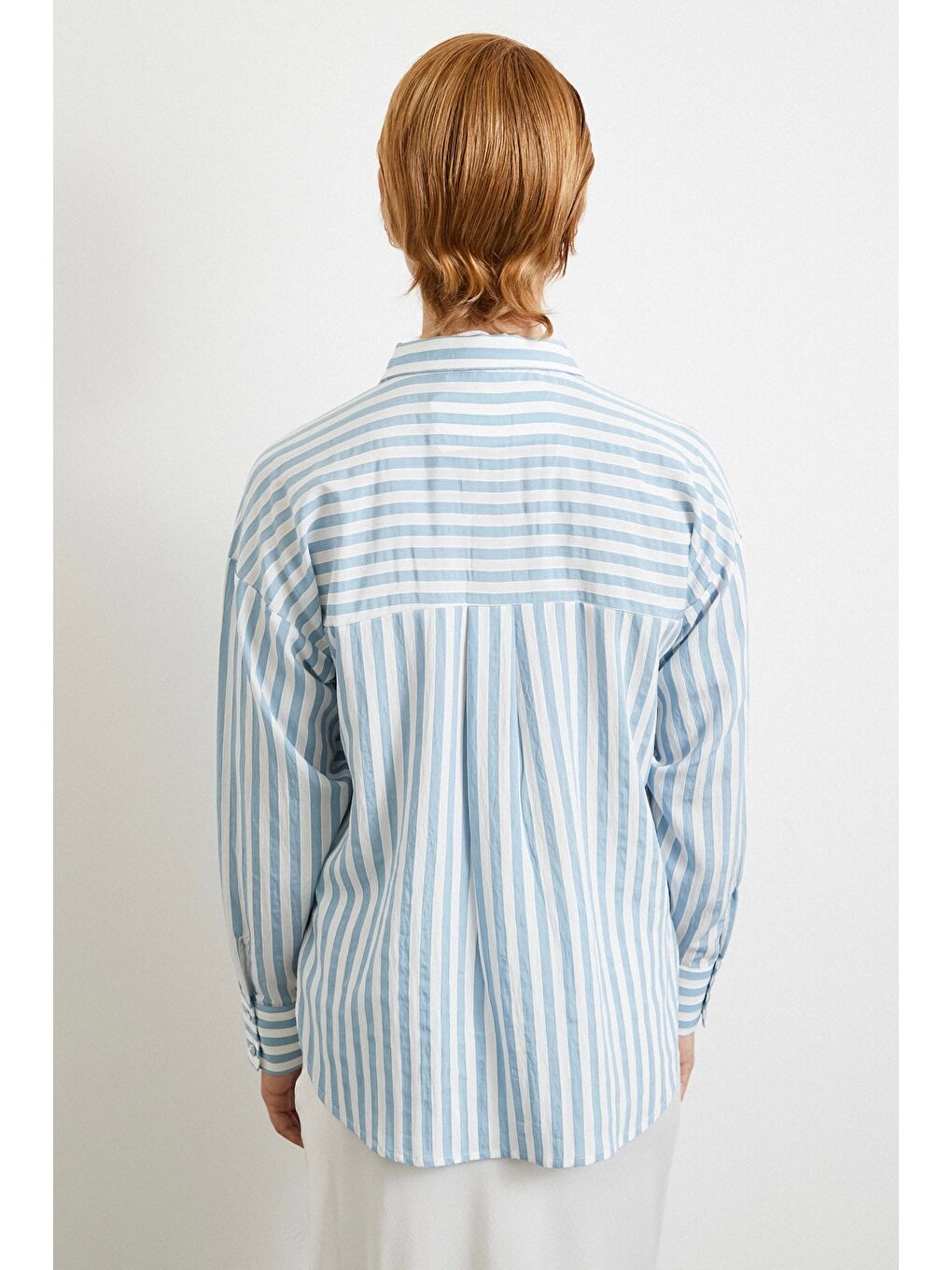 Multi Çizgili Cepli Gömlek Mavi-4