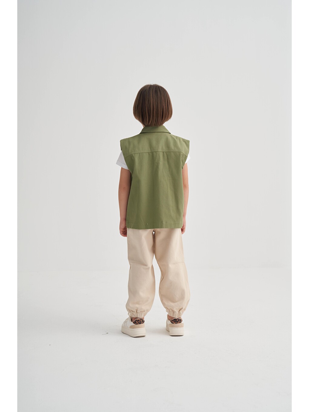 Yeşil Gabardin Yelek 2-7 Yaş Olive-2