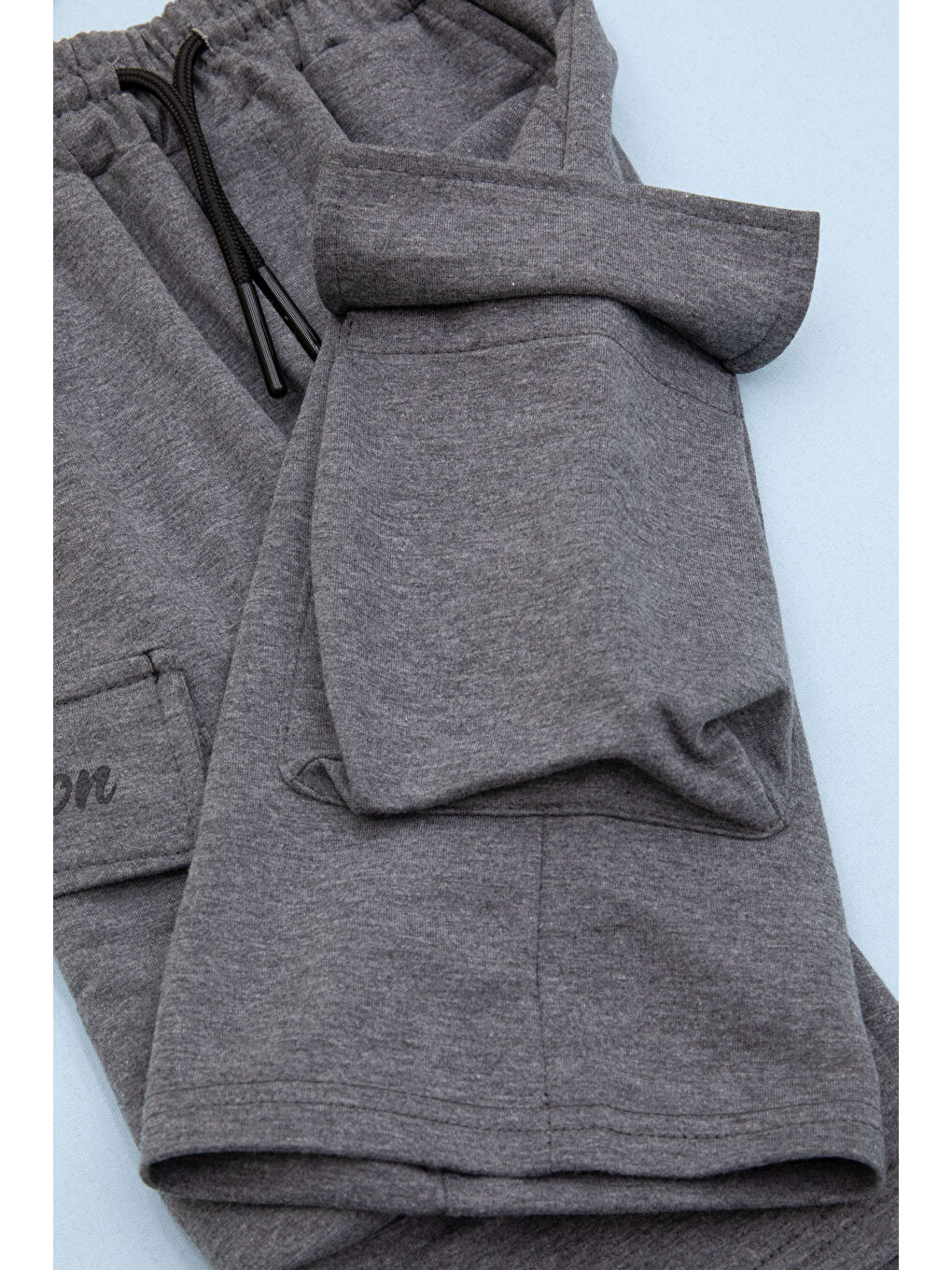 Antrasit Cebi Yazı Baskılı Beli Lastikli Erkek Çocuk Şort 21163-1