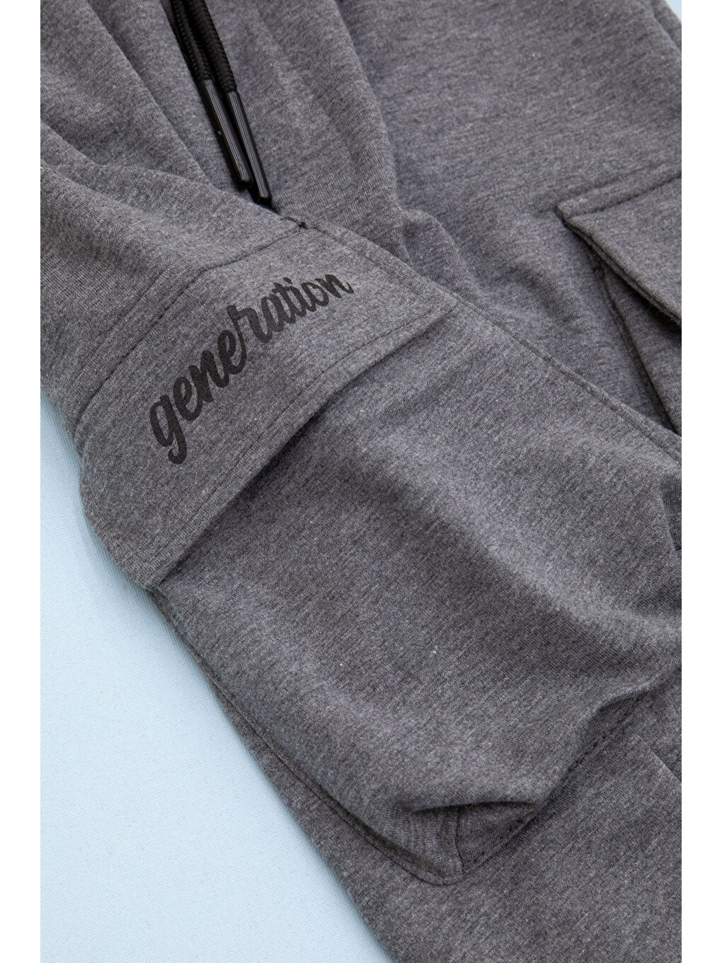 Antrasit Cebi Yazı Baskılı Beli Lastikli Erkek Çocuk Şort 21163-3