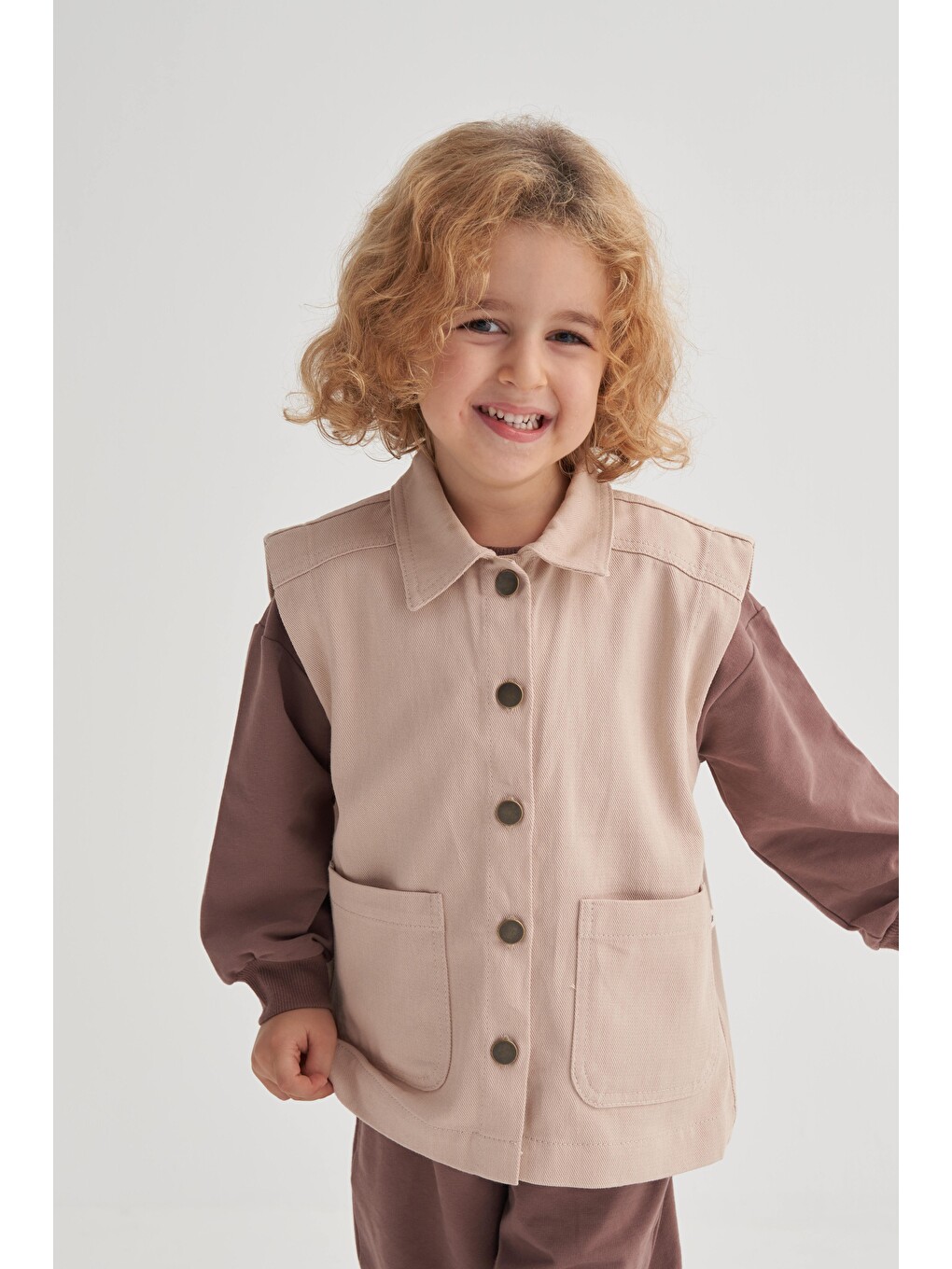 Gabardin Yelek 2-7 Yaş Bej-1