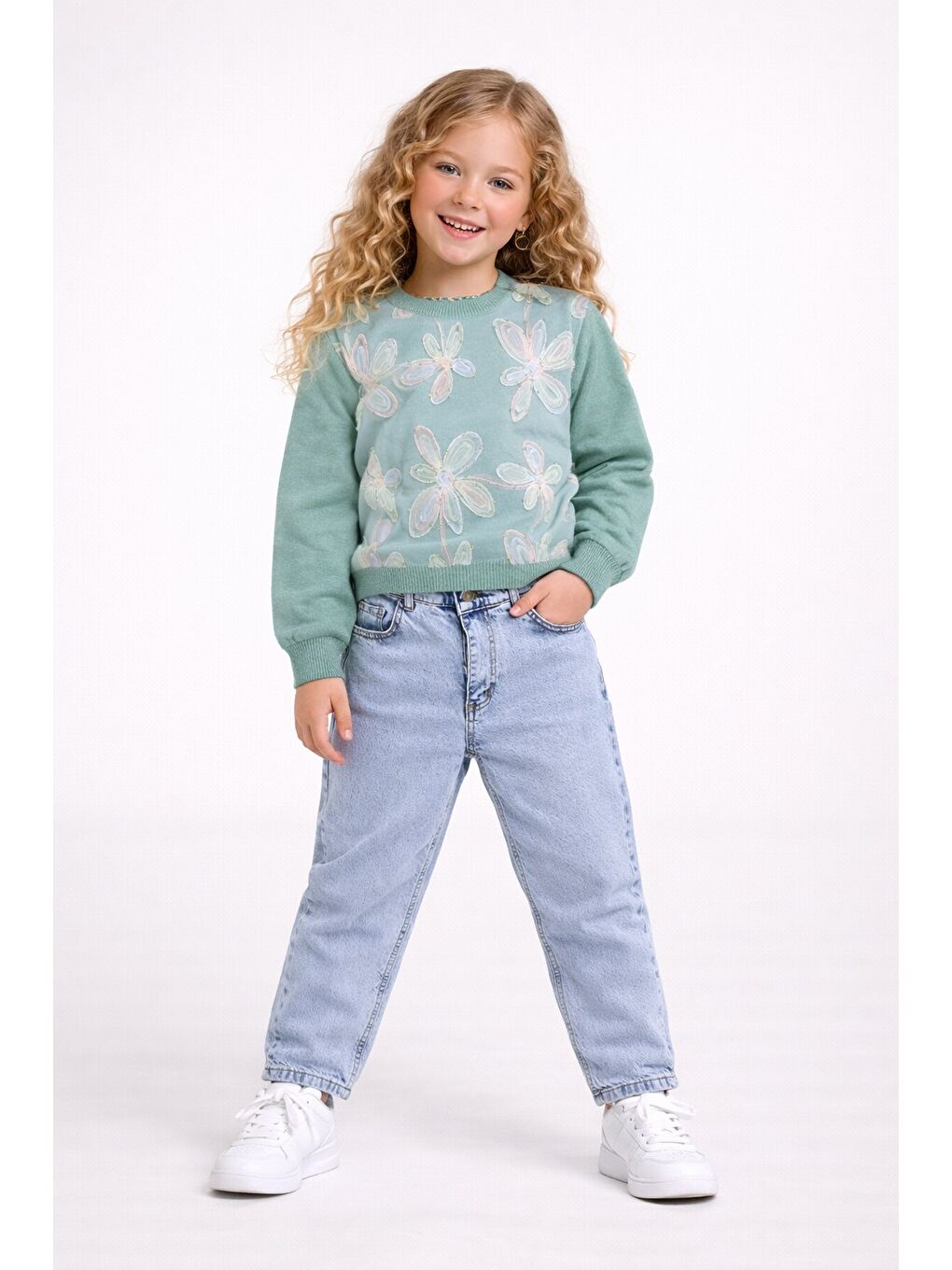 Yeşil Zambak Kazak Ve Mavi Jean Takım-3