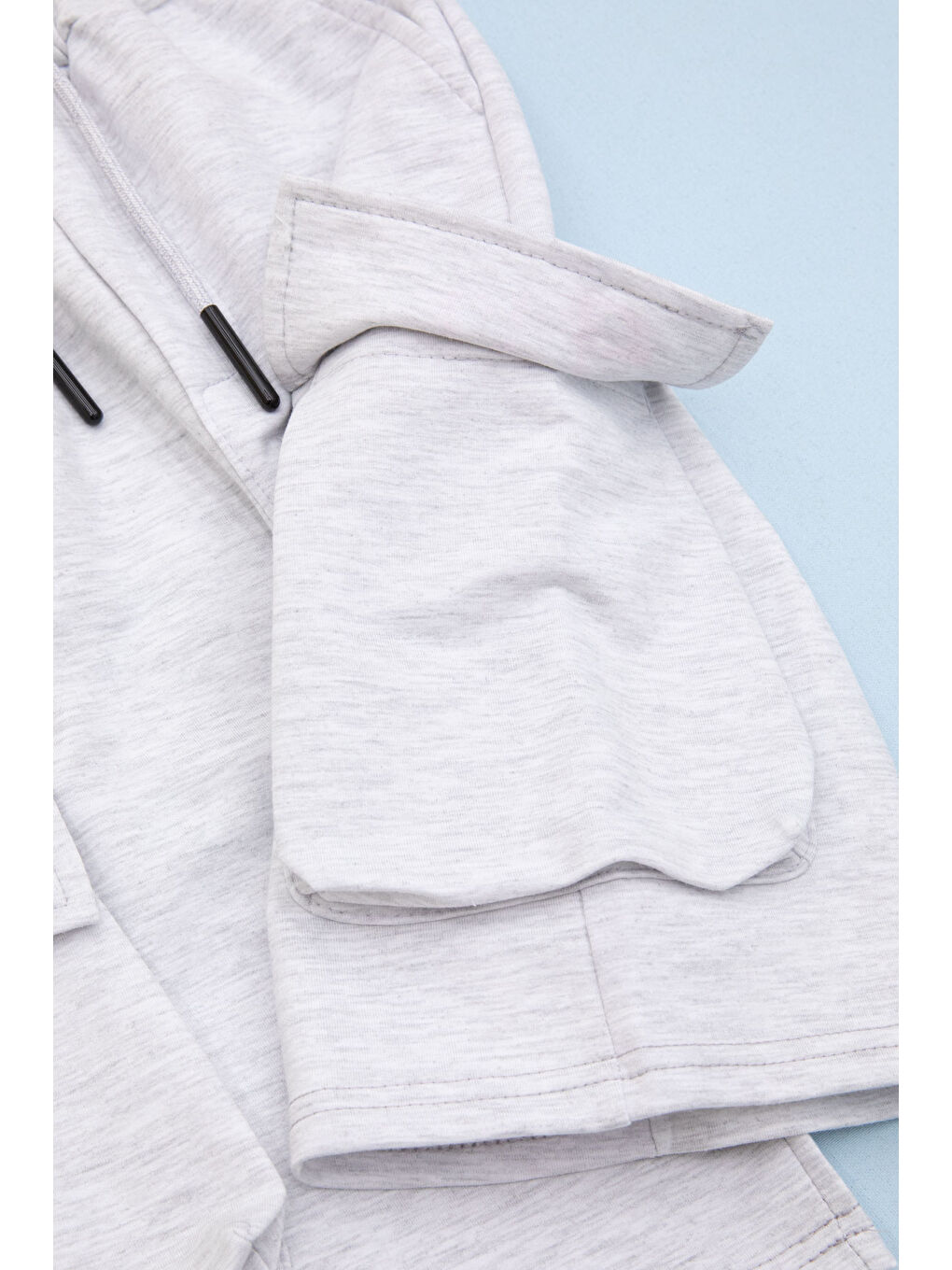 Gri Cebi Yazı Baskılı Beli Lastikli Erkek Çocuk Şort 21165-1