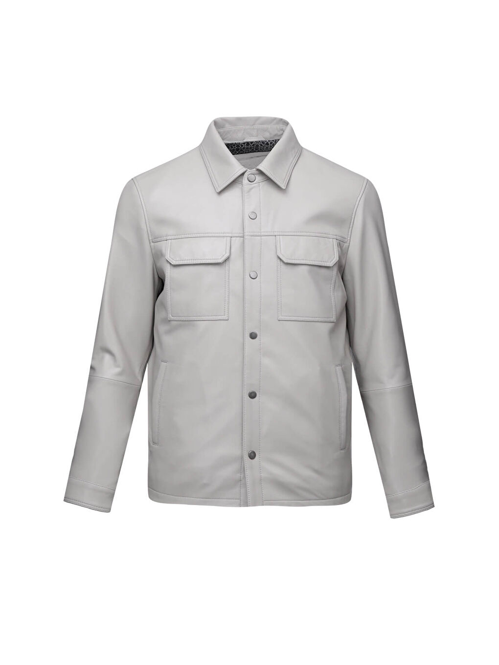 Bej Taş Regular Fit Bebe Yaka 100% Hakiki Deri Mont