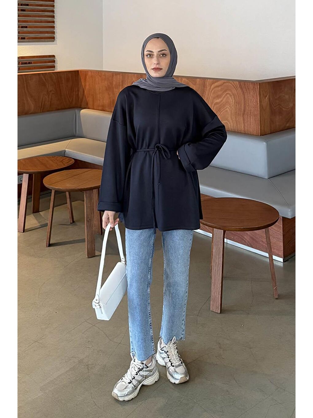 Bağlama Detaylı Sweat Antrasit