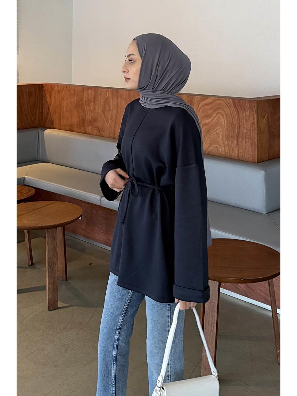 Bağlama Detaylı Sweat Antrasit-1