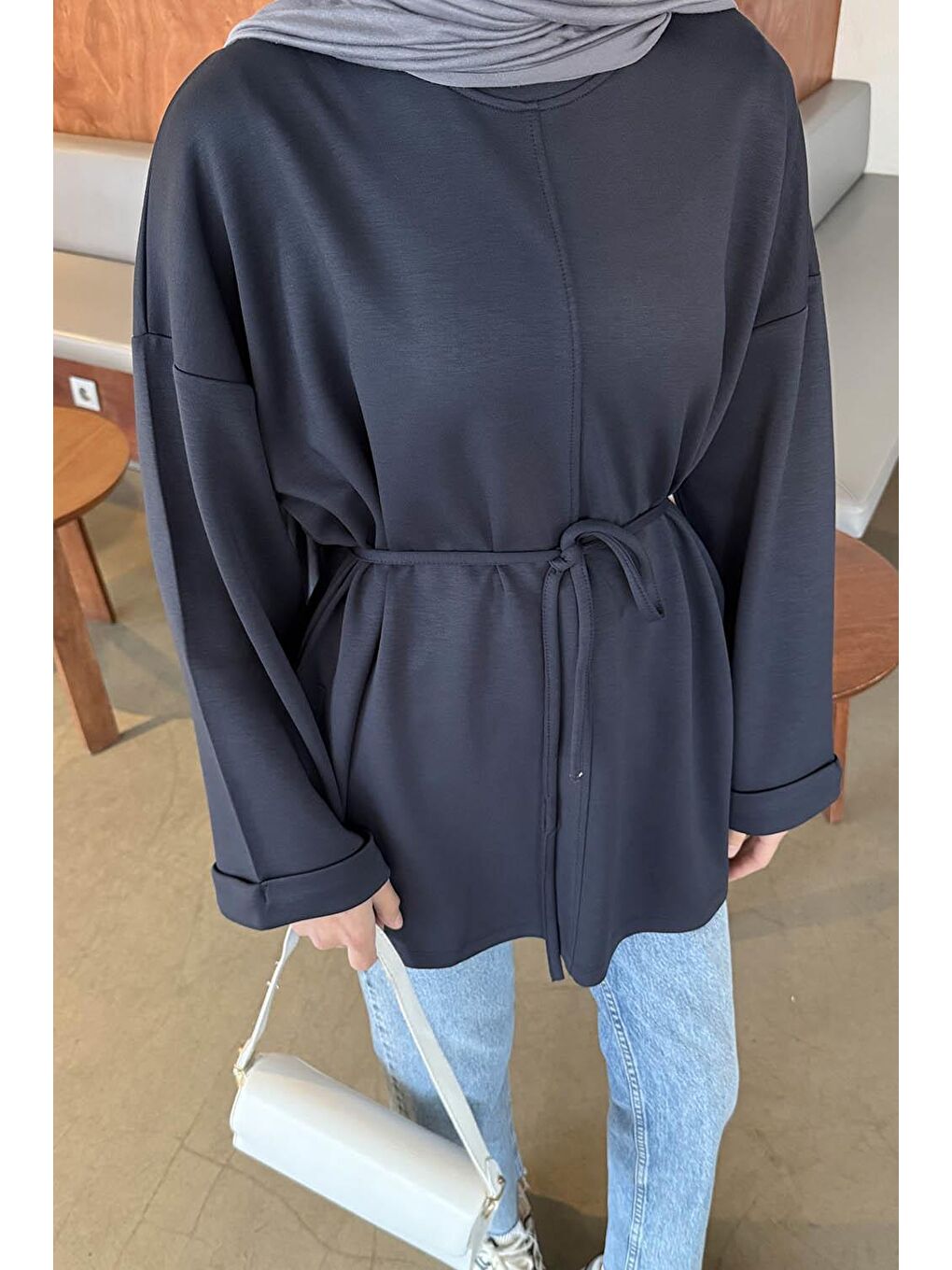 Bağlama Detaylı Sweat Antrasit-2