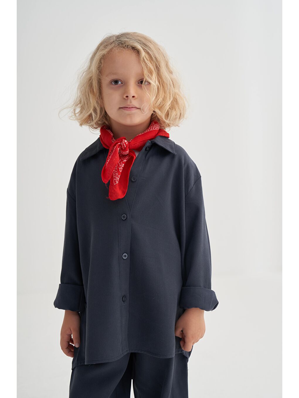 Gömlekli Lyocell Takım 2-7 Yaş Lacivert-2