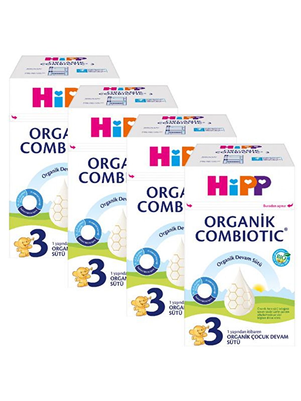 HiPP Renksiz 3 Combiotic Organik Devam Sütü 600 gr x 4 Adet