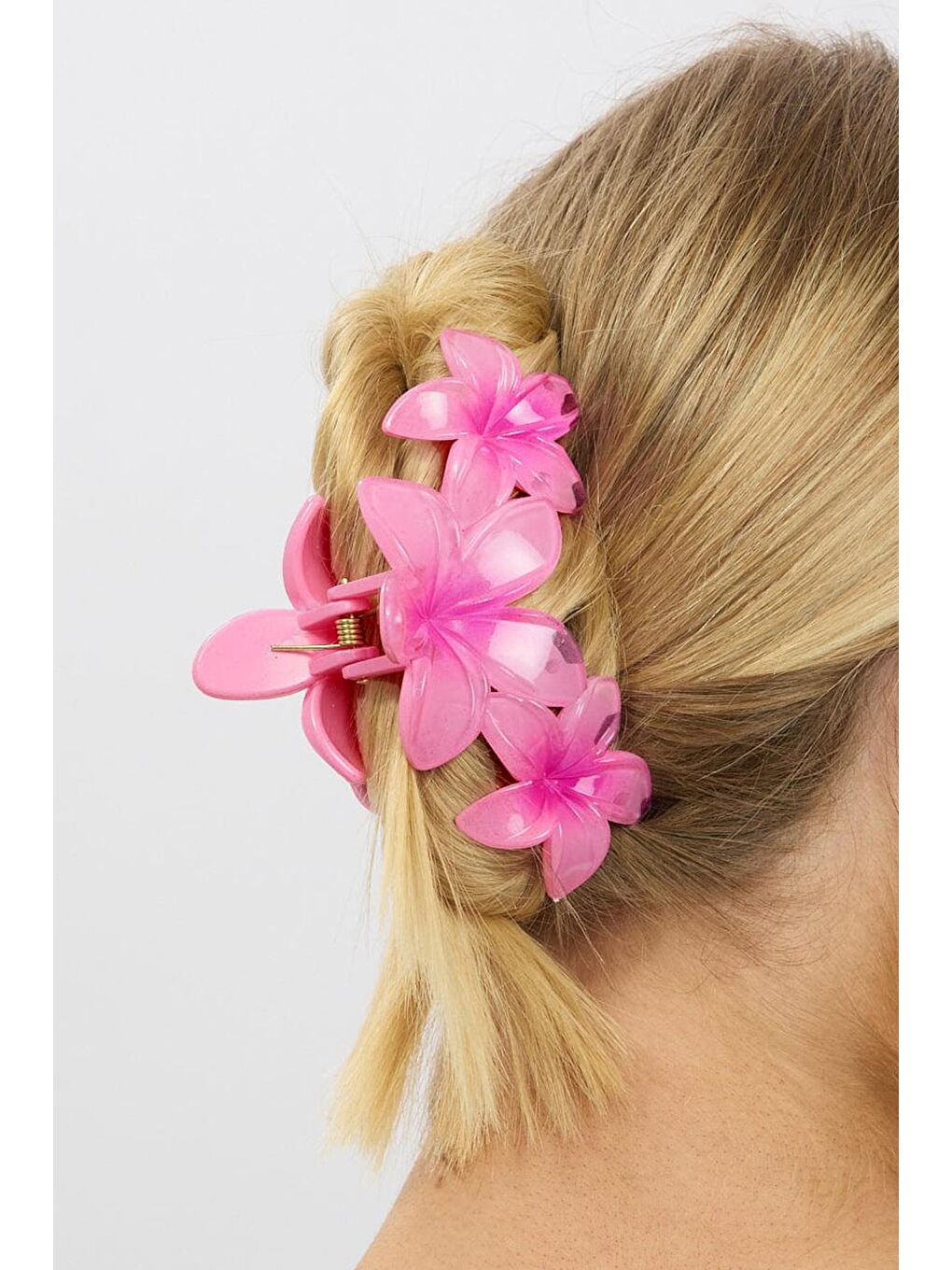 Pembe Üçlü Çiçekli Mandal Saç Tokası-1