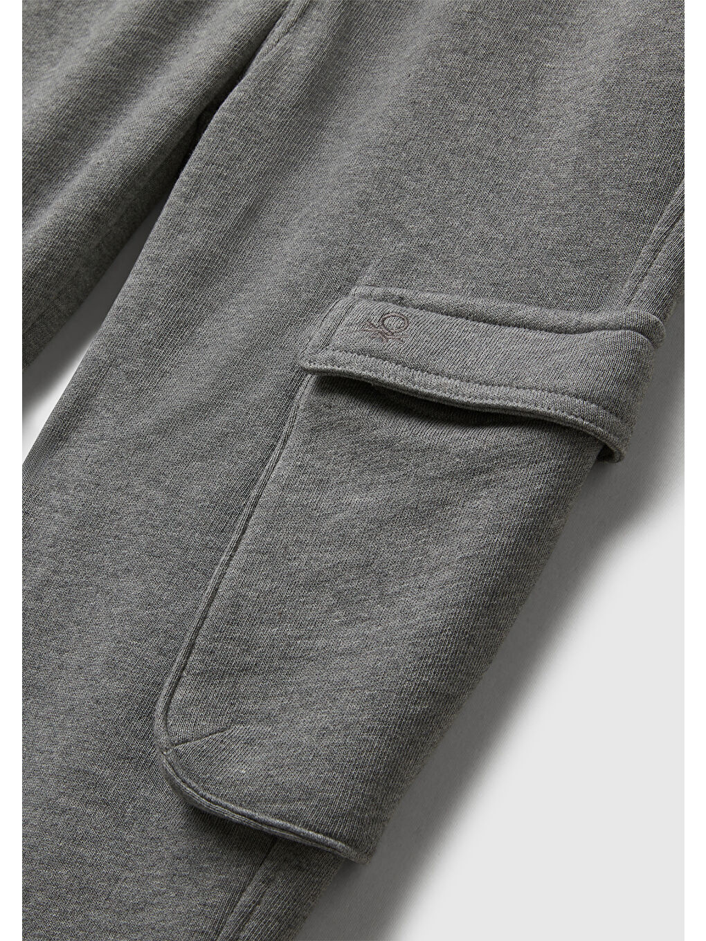 Gri Erkek Çocuk Antrasit Melanj Büzgü İpli Yan Cepli Ribana Detaylı Kargo Eşofman Altı-2