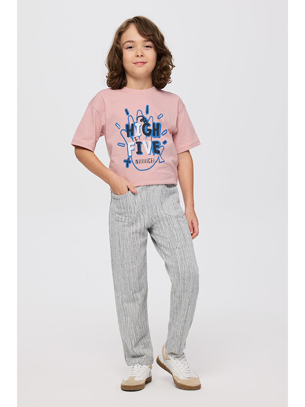 Erkek Çocuk Beli Lastikli Cep Detaylı Örme Mavi Pantolon-2